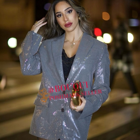 BLOGGERS FAV ZARA OVERSIZED SEQUIN BLAZER - Picture 6 of 8